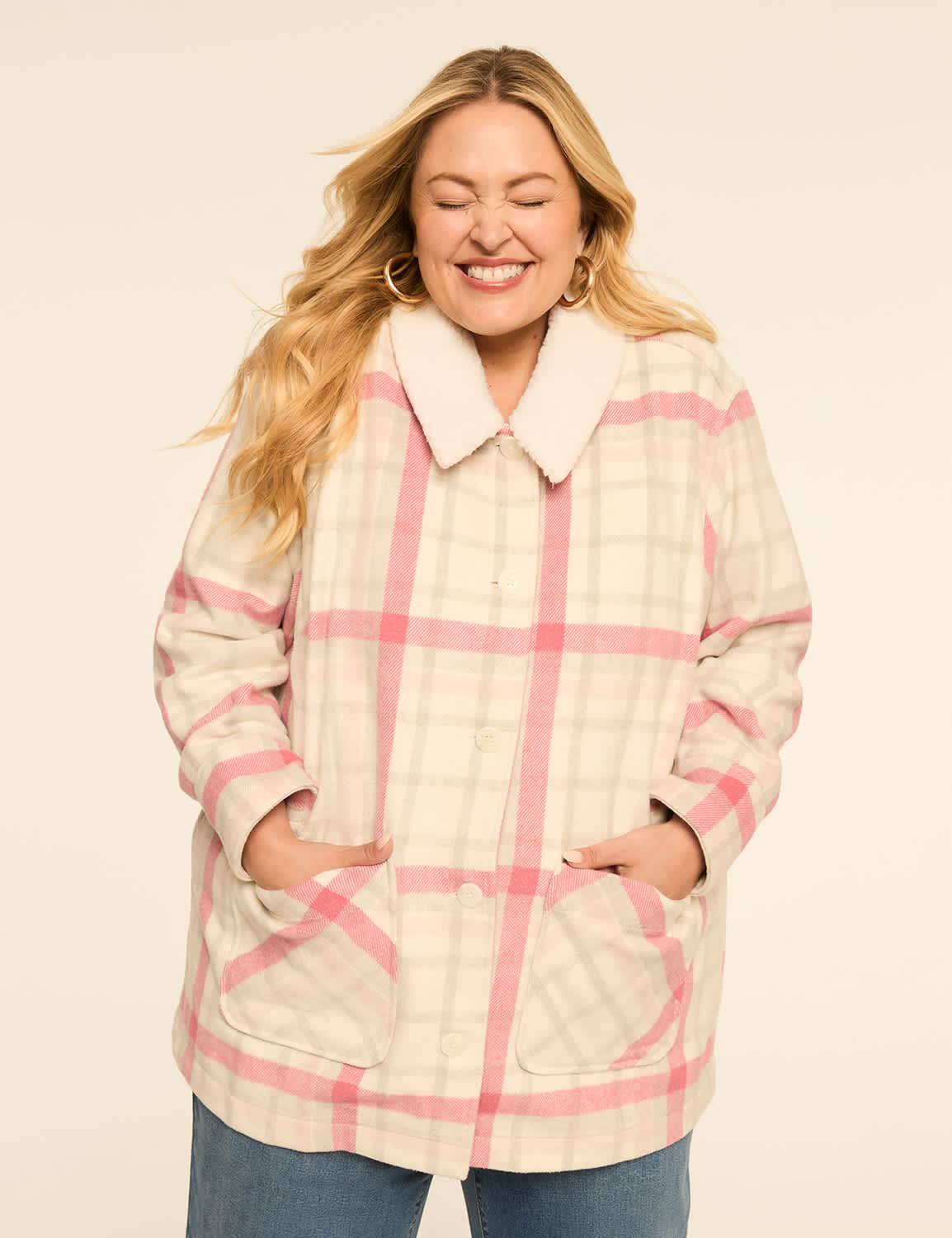 Cozy Sherpa-Collar Midi Shacket