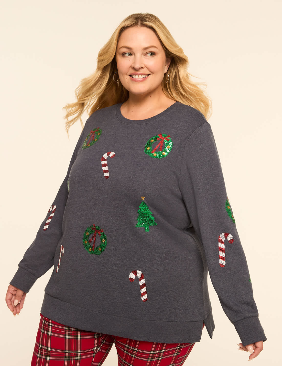 Sequin Christmas Icon Graphic Sweatshirt