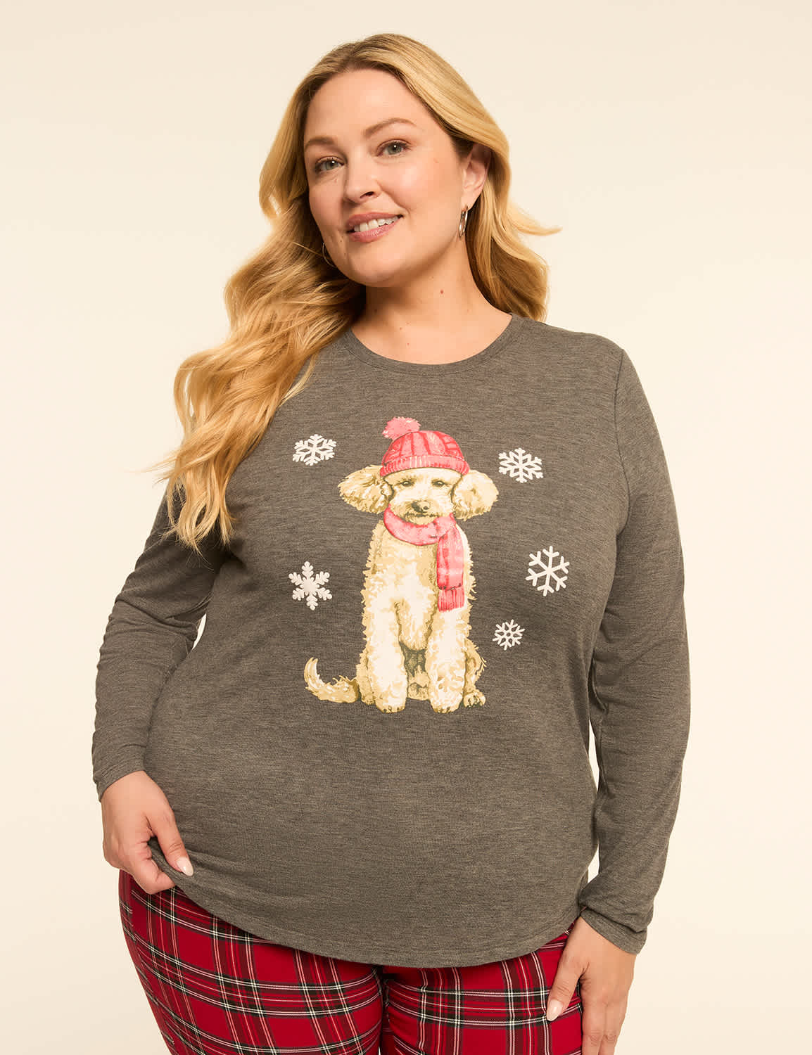 EveryWear Puff Print Winter Dog Graphic Tee