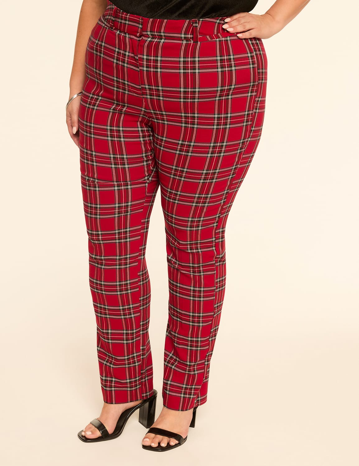 4-Season High-Rise Plaid Straight Leg Pant