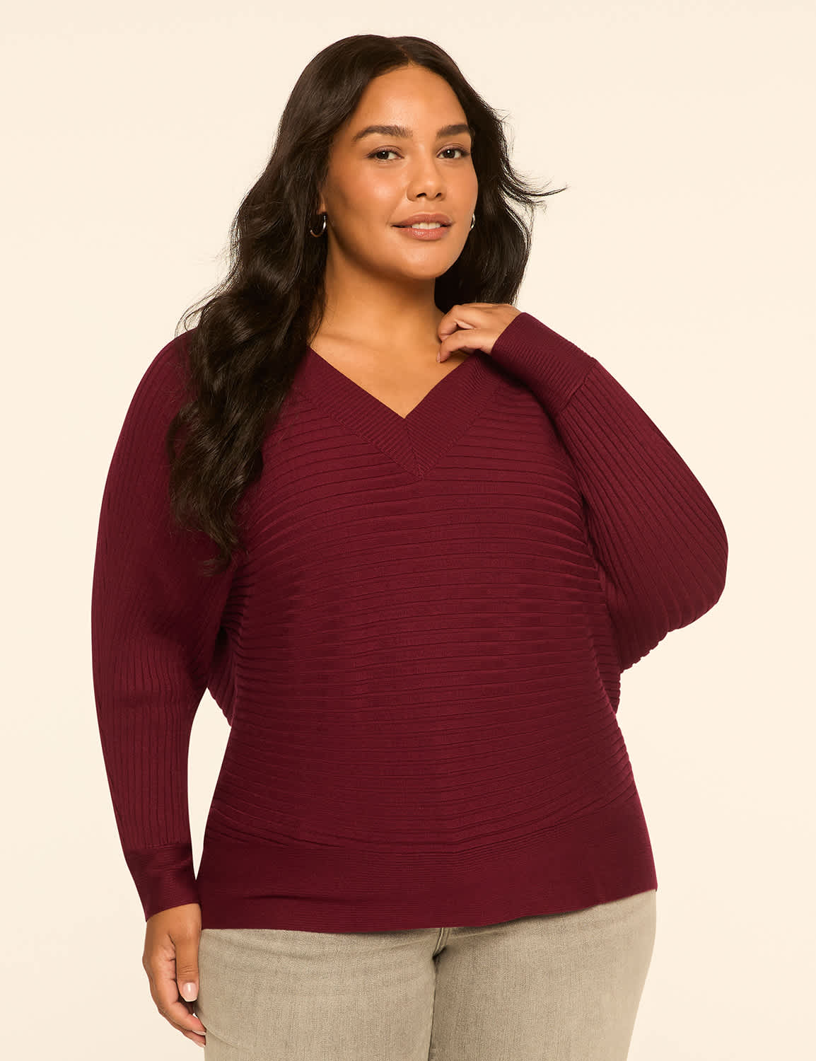 Ribbed V-Neck Sweater