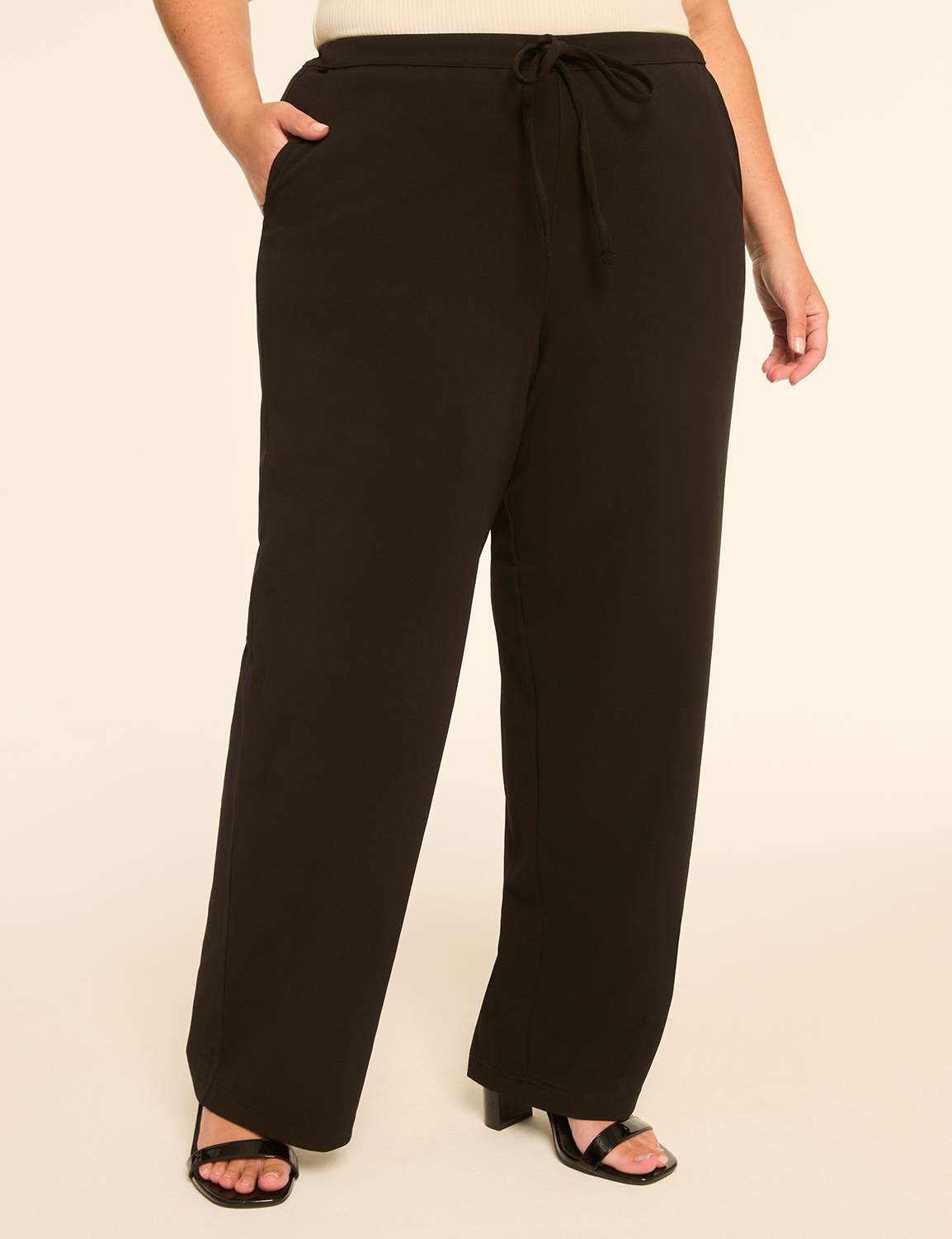 Crepe Knit Pull-On Relaxed Straight Leg Pant