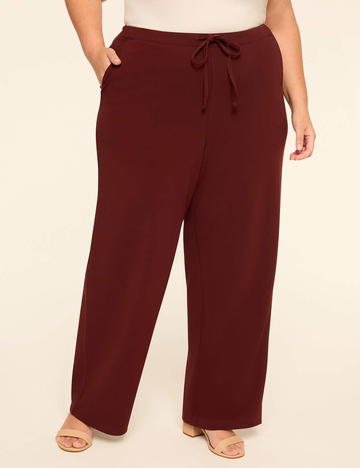 Crepe Knit Pull-On Relaxed Straight Leg Pant