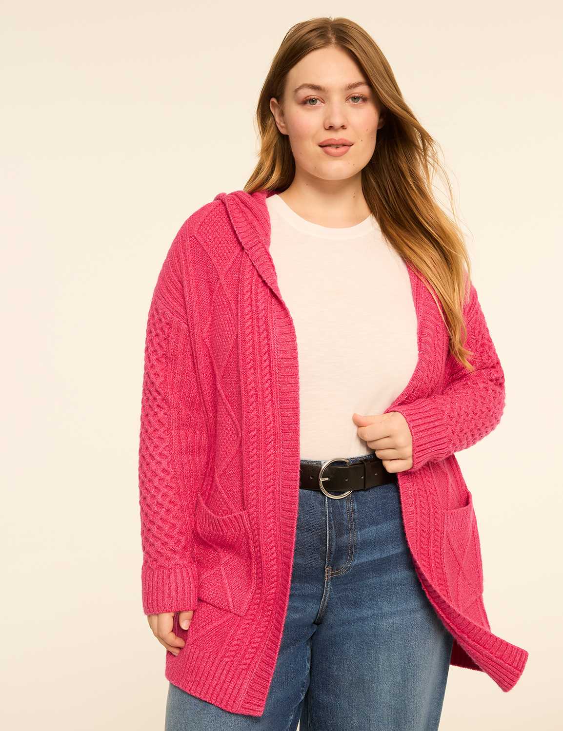 Cable Knit Hoodie Cardigan