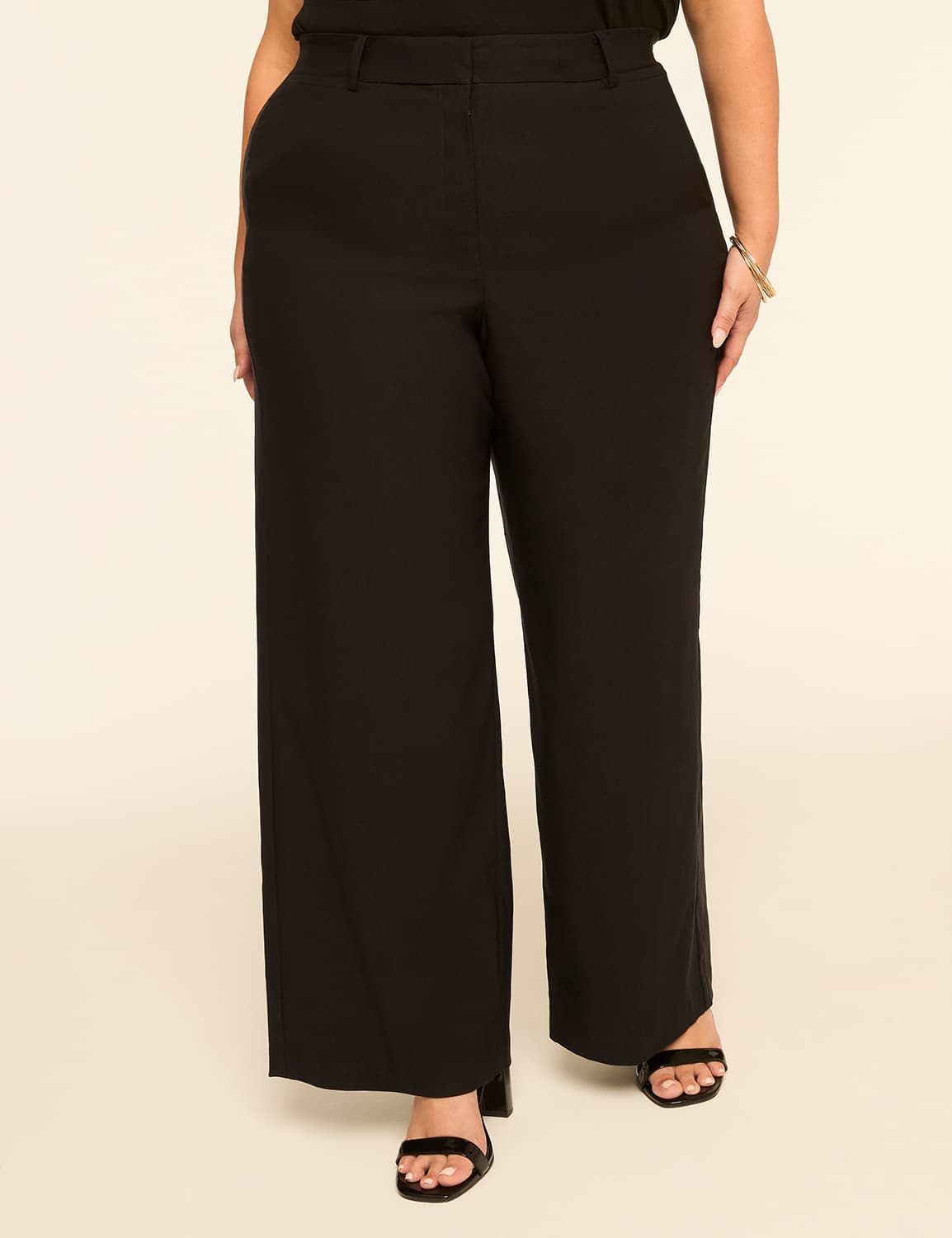 4-Season High-Rise Elastic-Back Wide Leg Pant