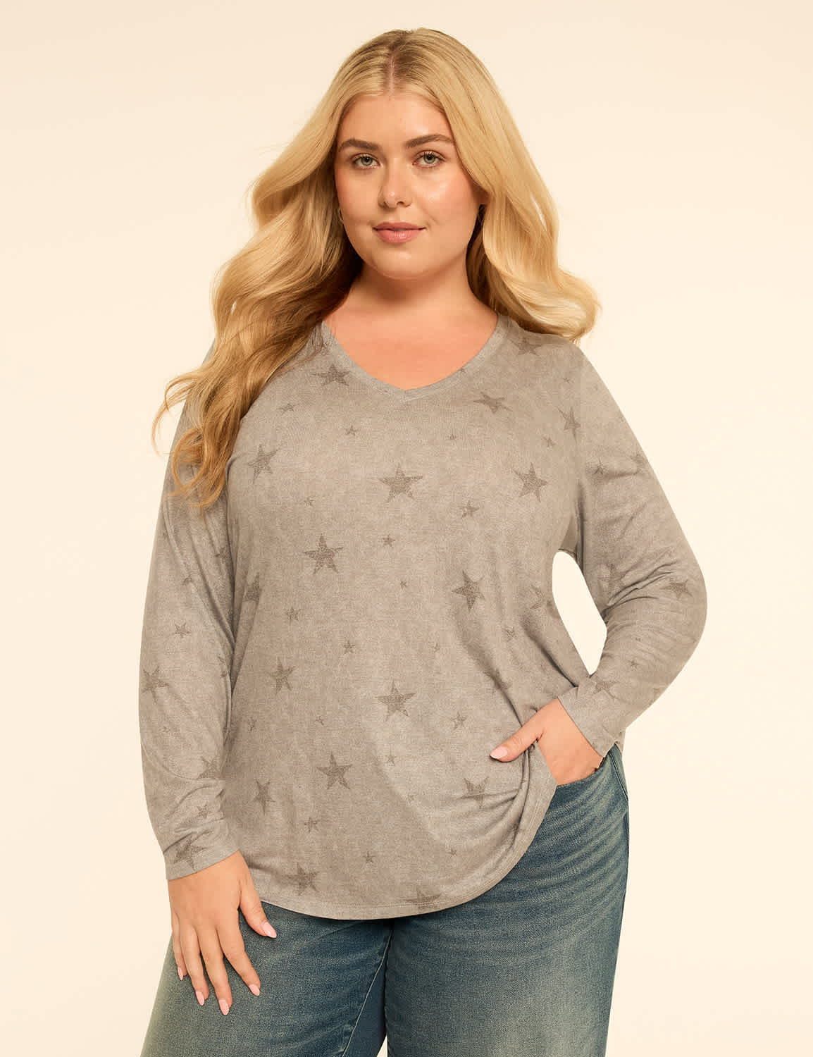 EveryWear Brushed Long-Sleeve V-Neck Tee