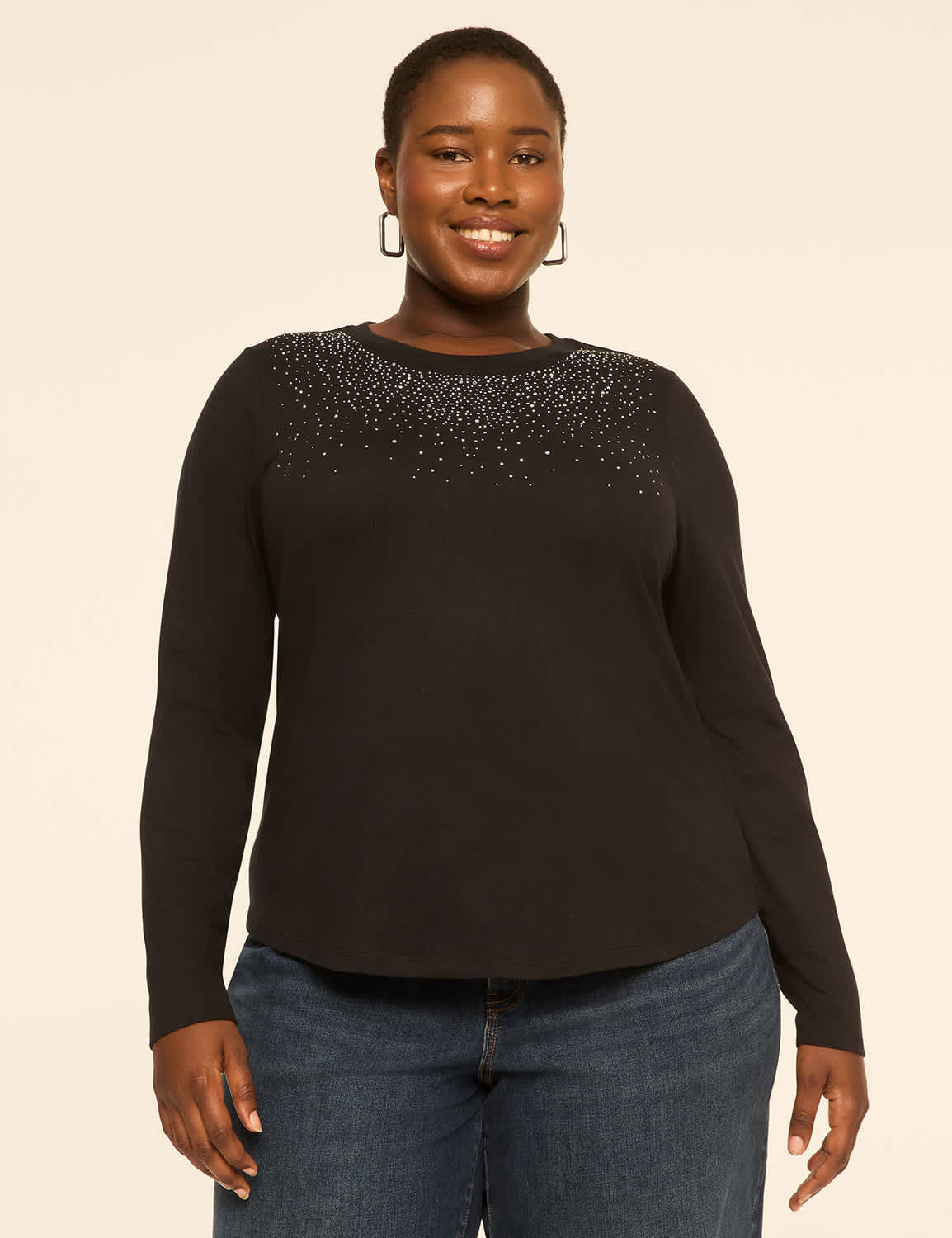 Embellished Long-Sleeve Tee