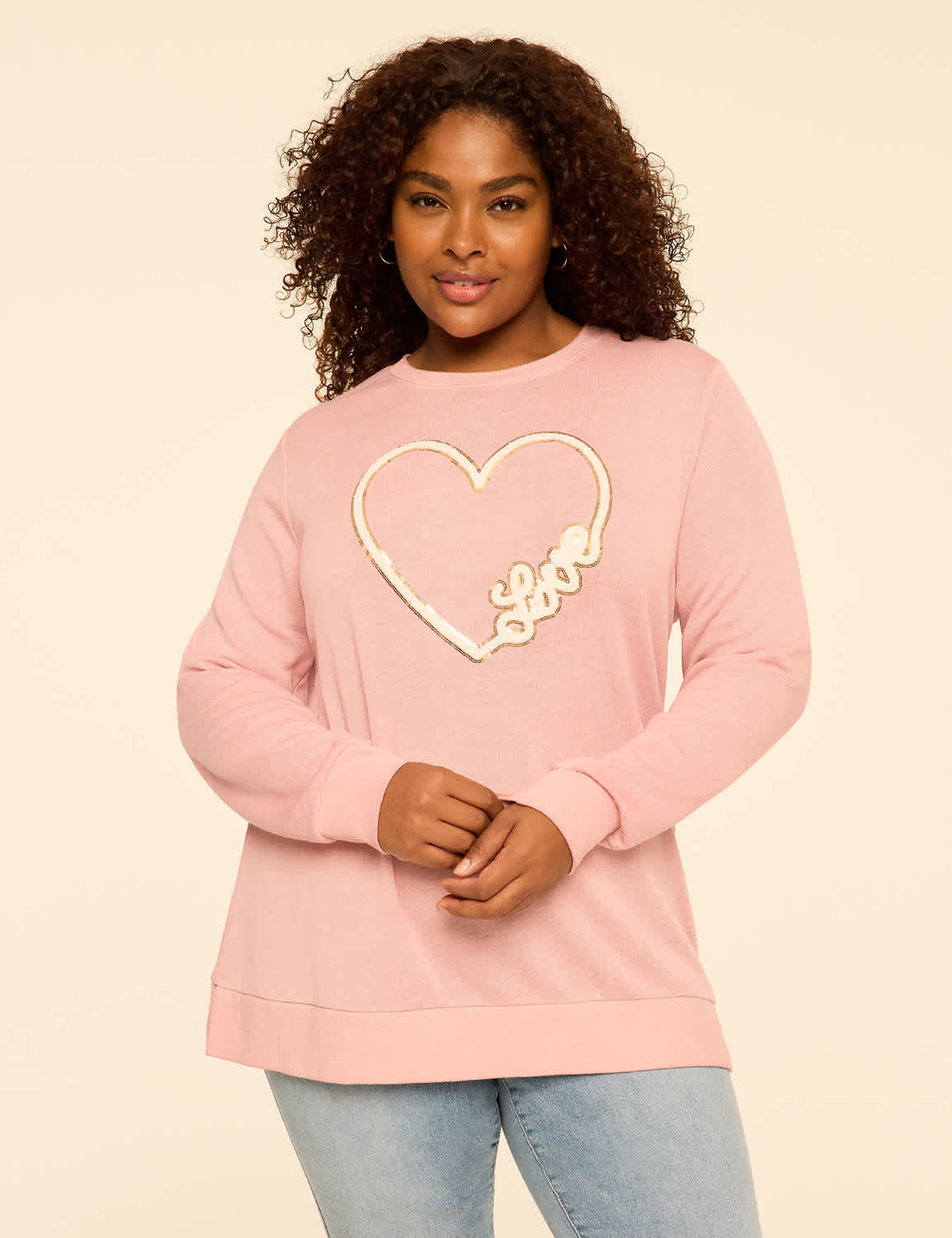 Sequin & Chenille Love Graphic Sweatshirt