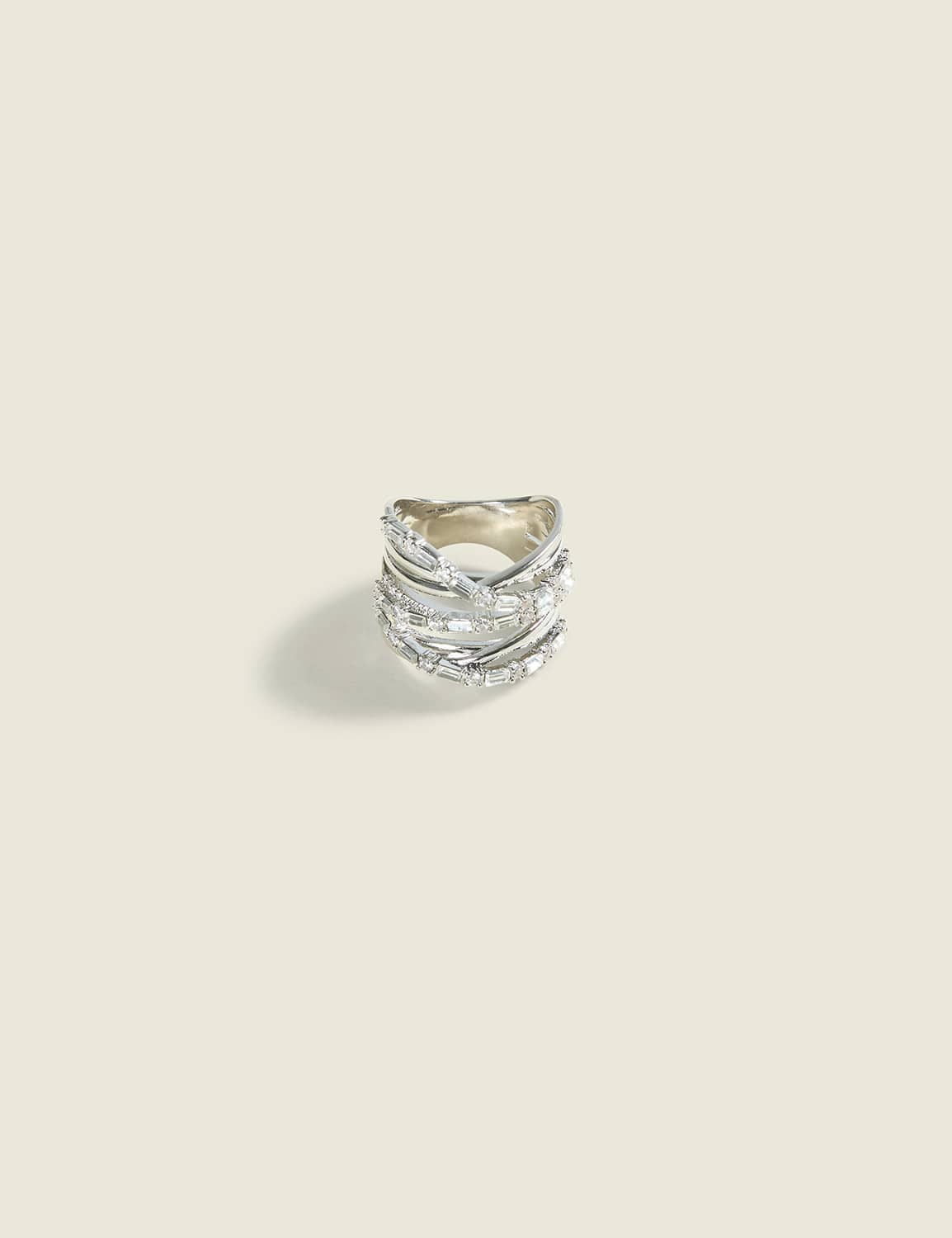 Twisted Silvertone Statement Ring
