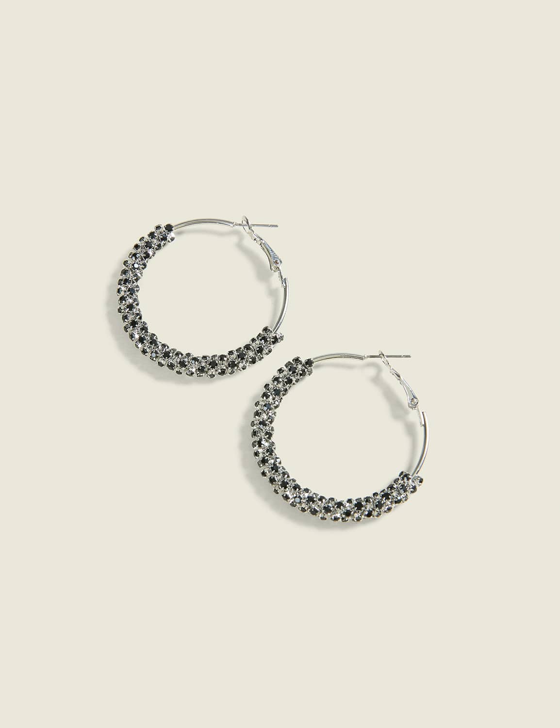 Black Pave Hoop Earrings