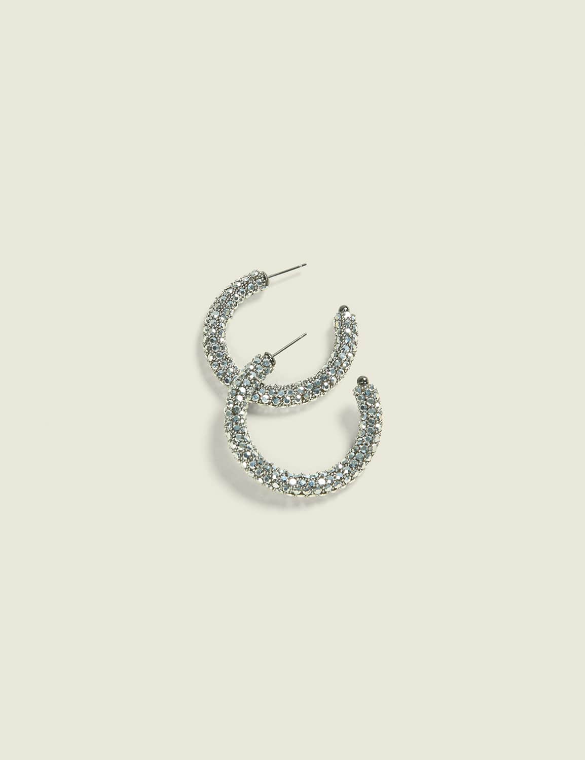 Grey Pave Hoop Earrings