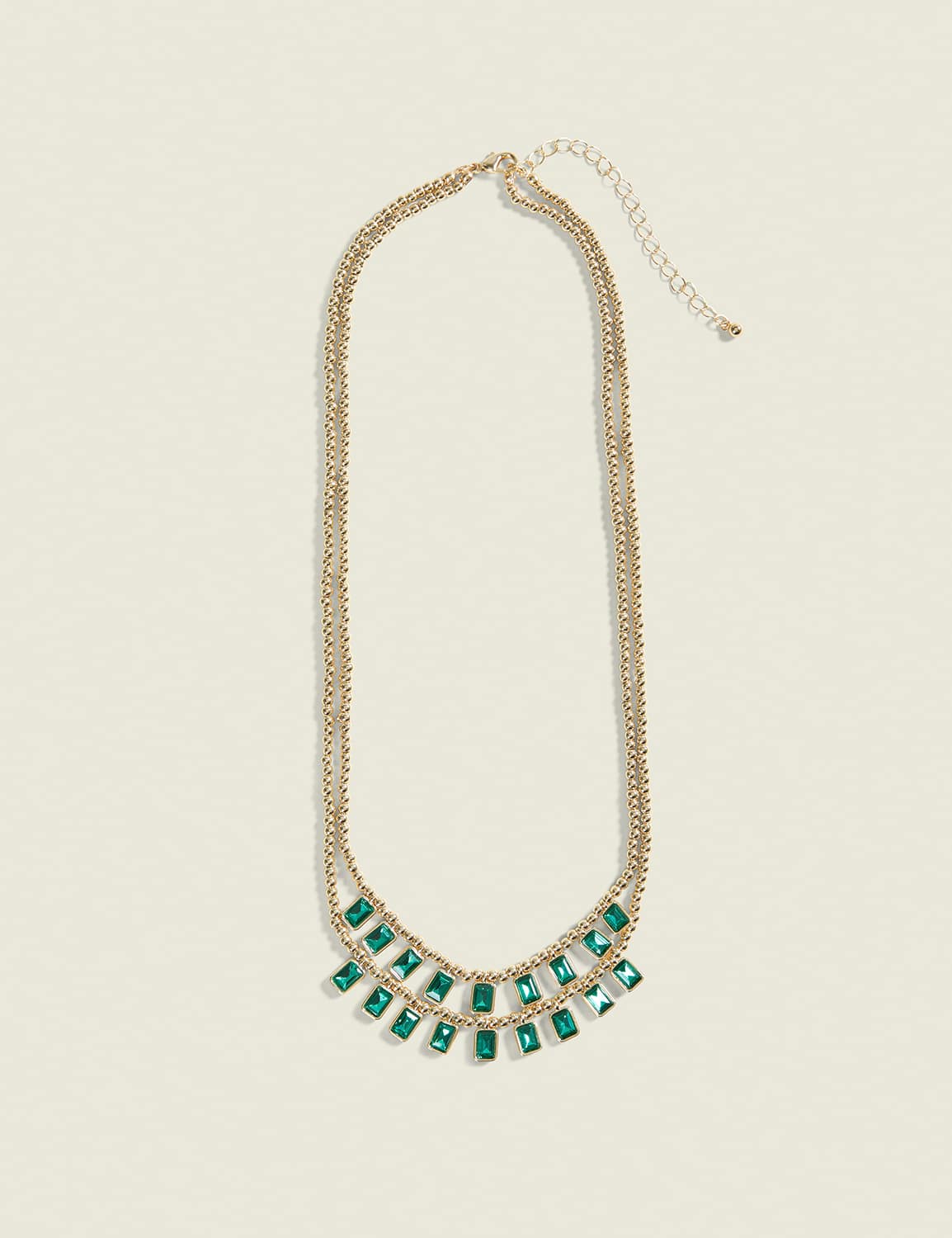 Green Baguette Charm Necklace