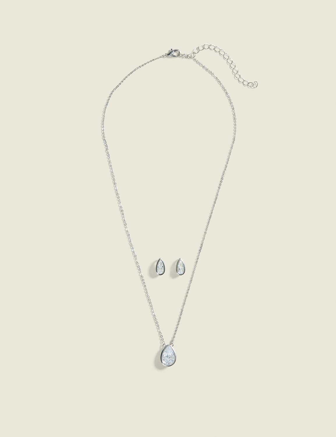 Teardrop Cubic Zirconia Necklace & Earring Set