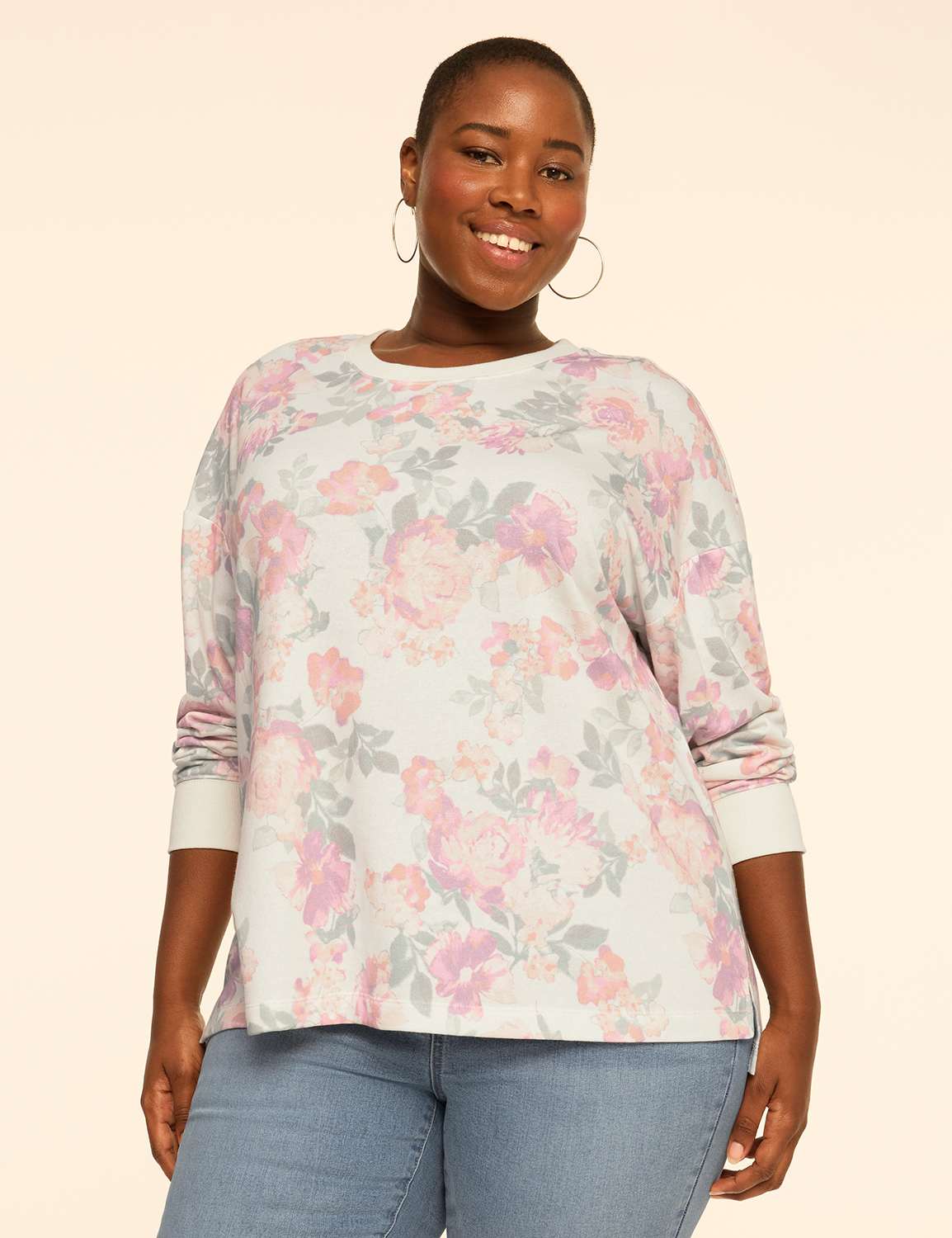 Floral Print Crew-Neck Sweatshirt