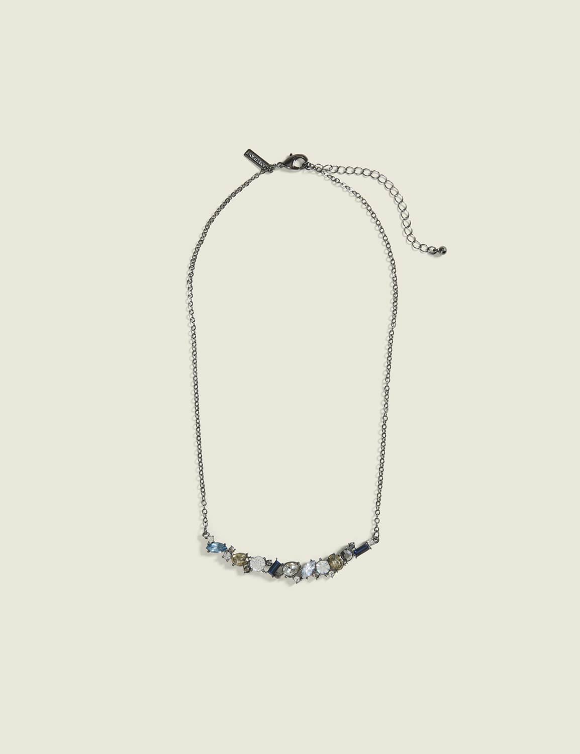 Grey & Blue Cluster Imitation Stone Necklace