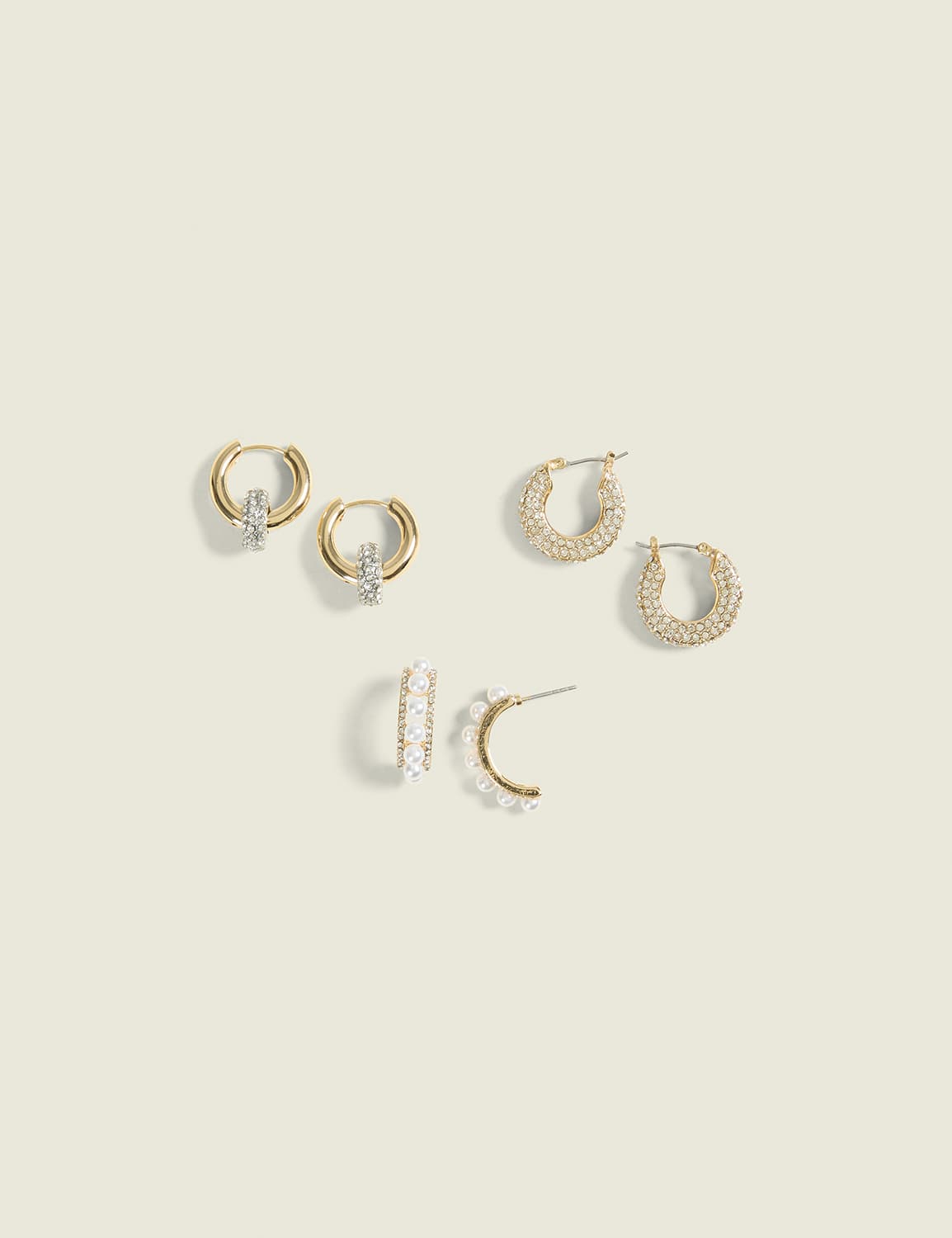 Goldtone & Pearlized Earring 3-Pack