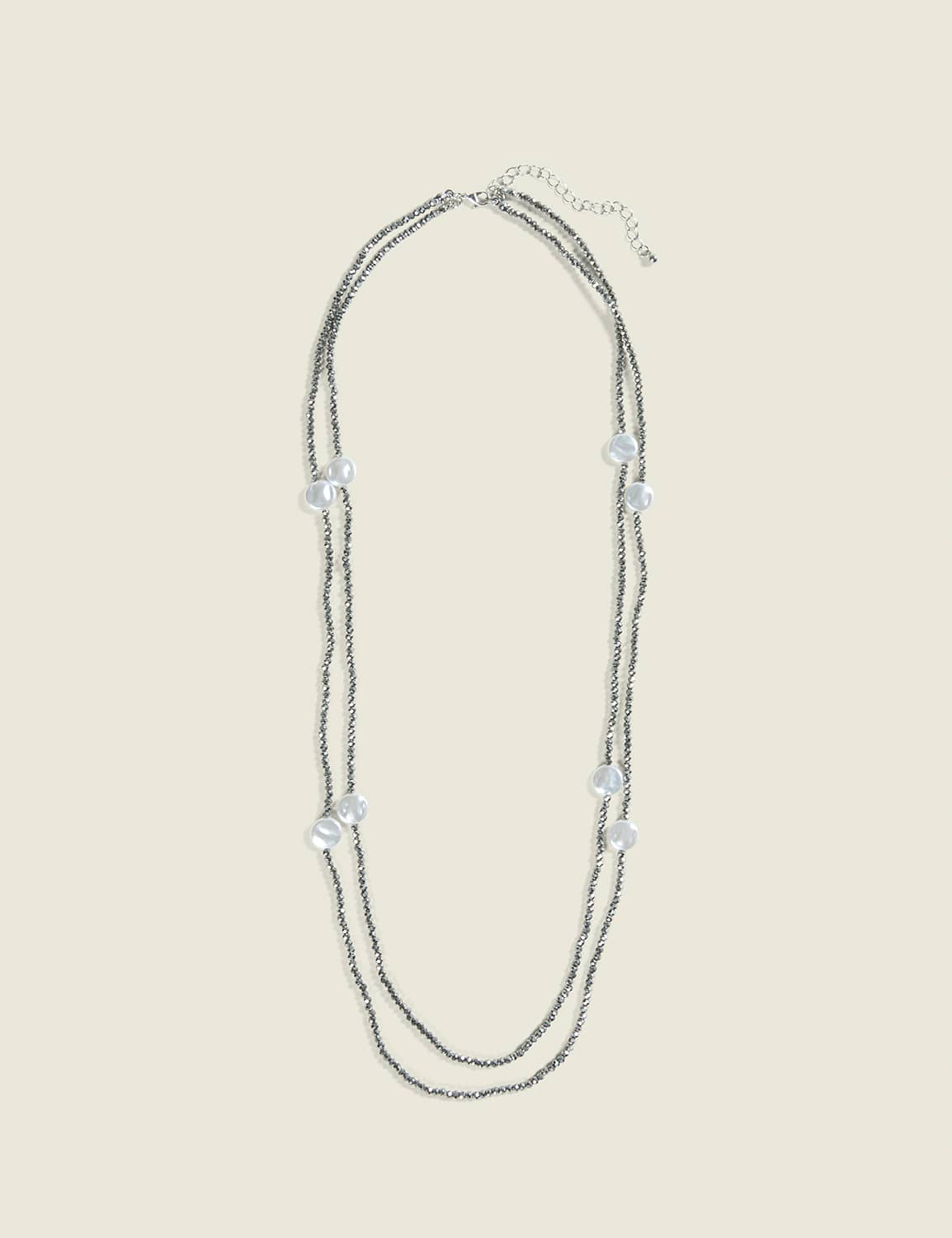 Pearlized Multi-Row Station Necklace