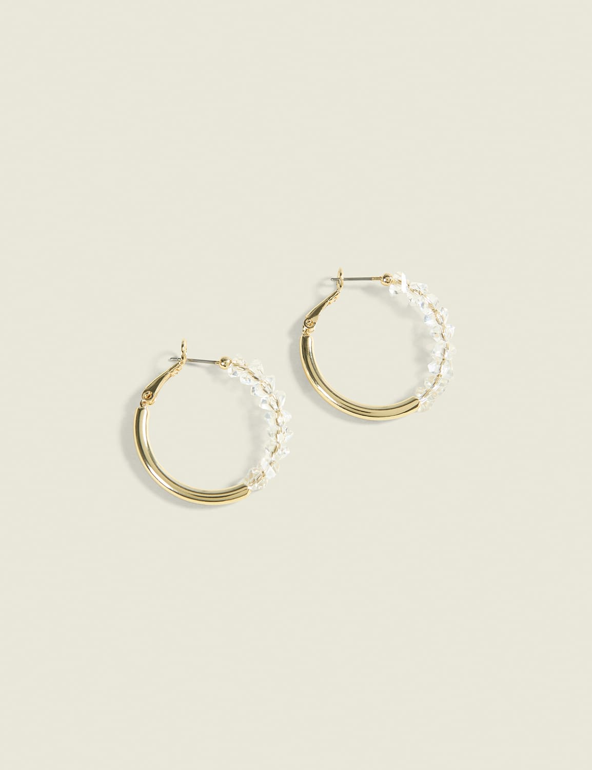 Clear Imitation Stone Hoop Earrings