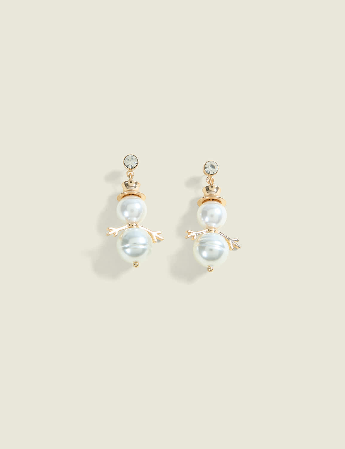 Pearlized Snowman Drop Earrings