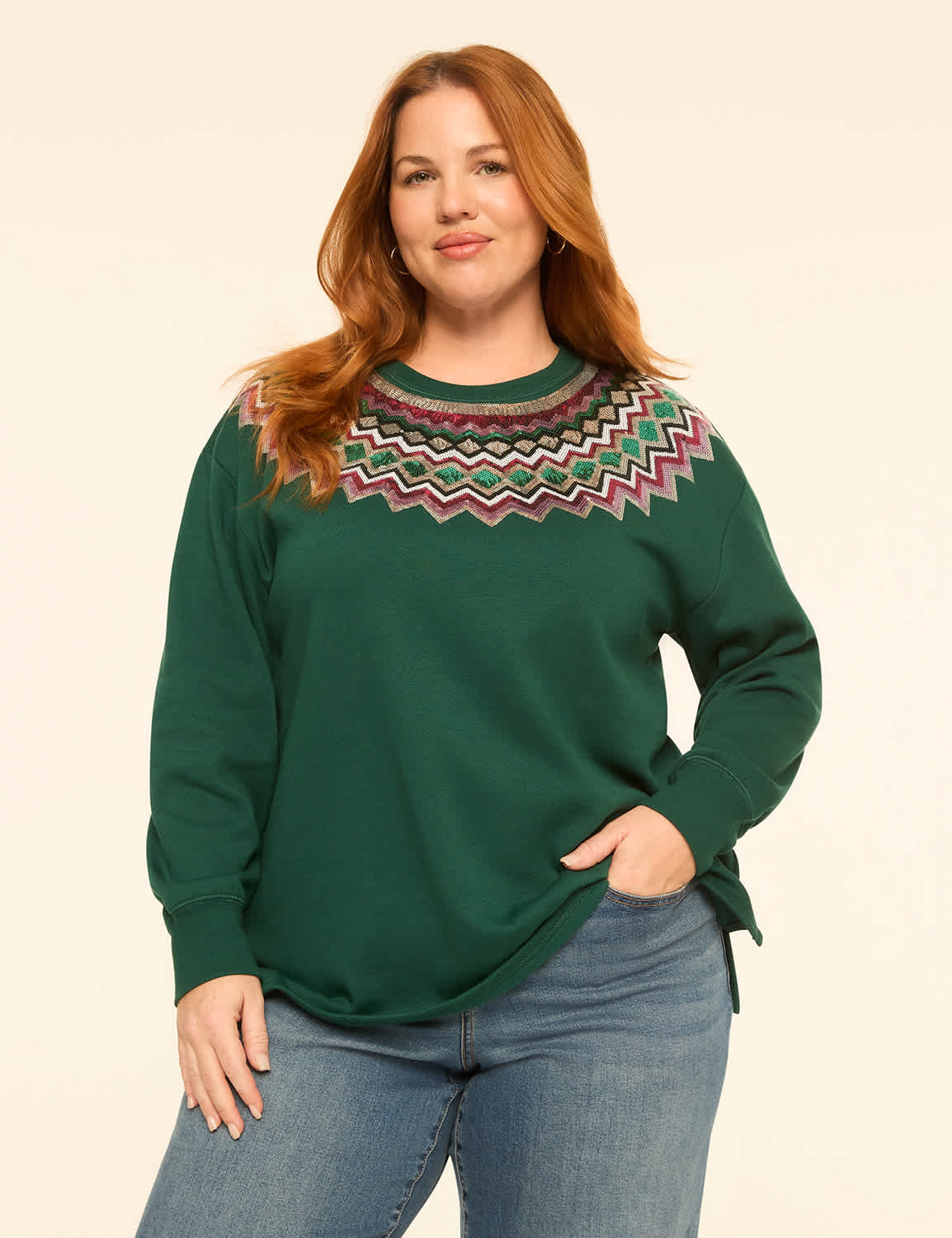Sequin Fair Isle Sweatshirt