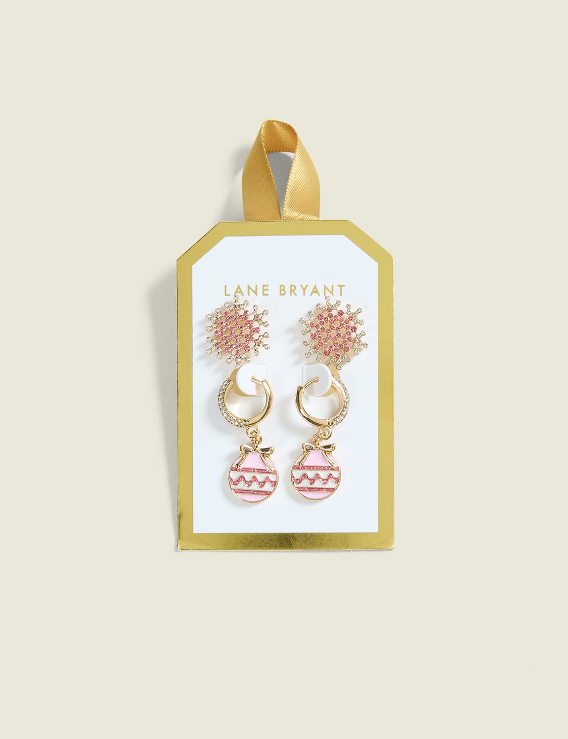 Pink Snowflake & Ornament Earring 2-Pack