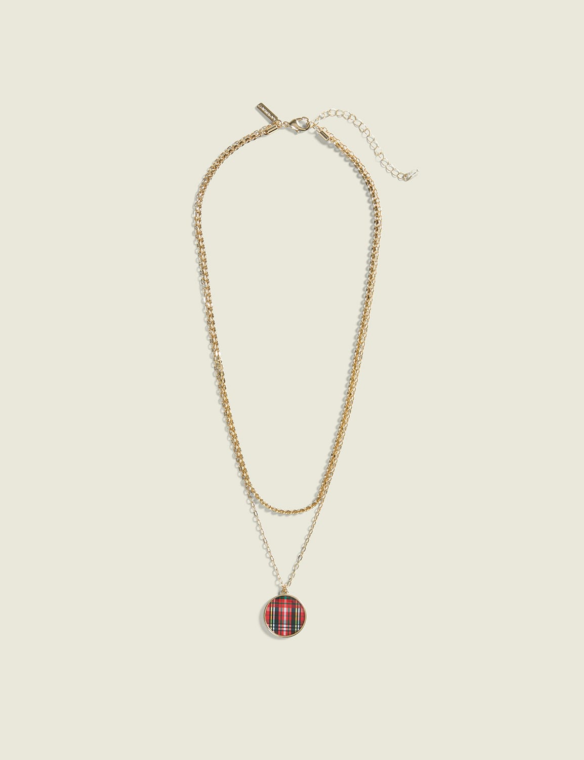 Plaid Multi-Row Pendant Necklace