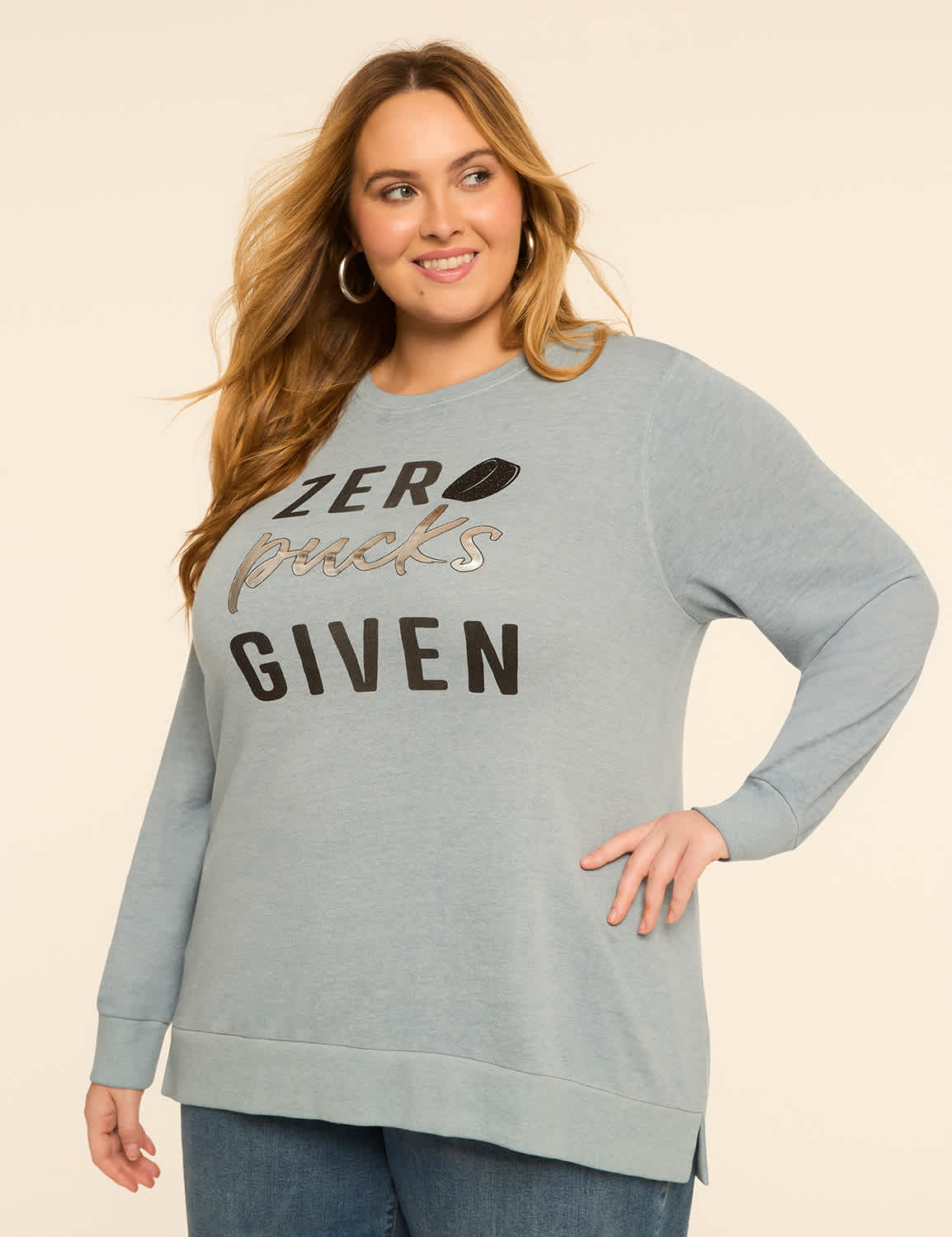 Glitter Zero Pucks Given Graphic Sweatshirt