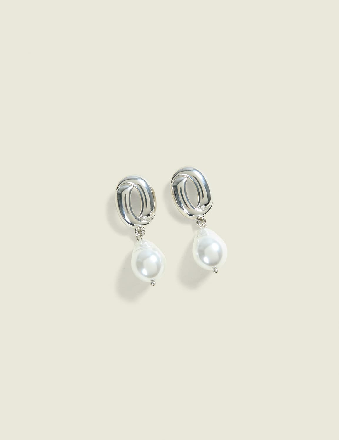 Pearlized Twisted Oval Drop Earrings