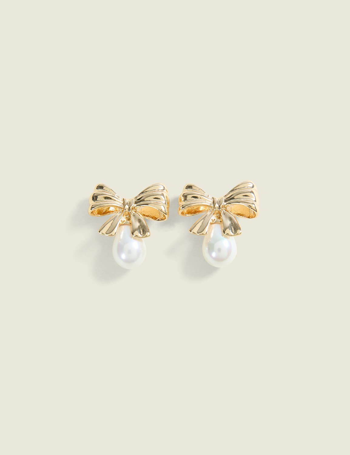 Pearlized Bow Drop Earrings