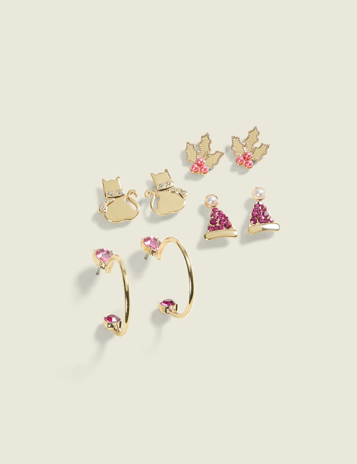 Pink Christmas Earring 4-Pack