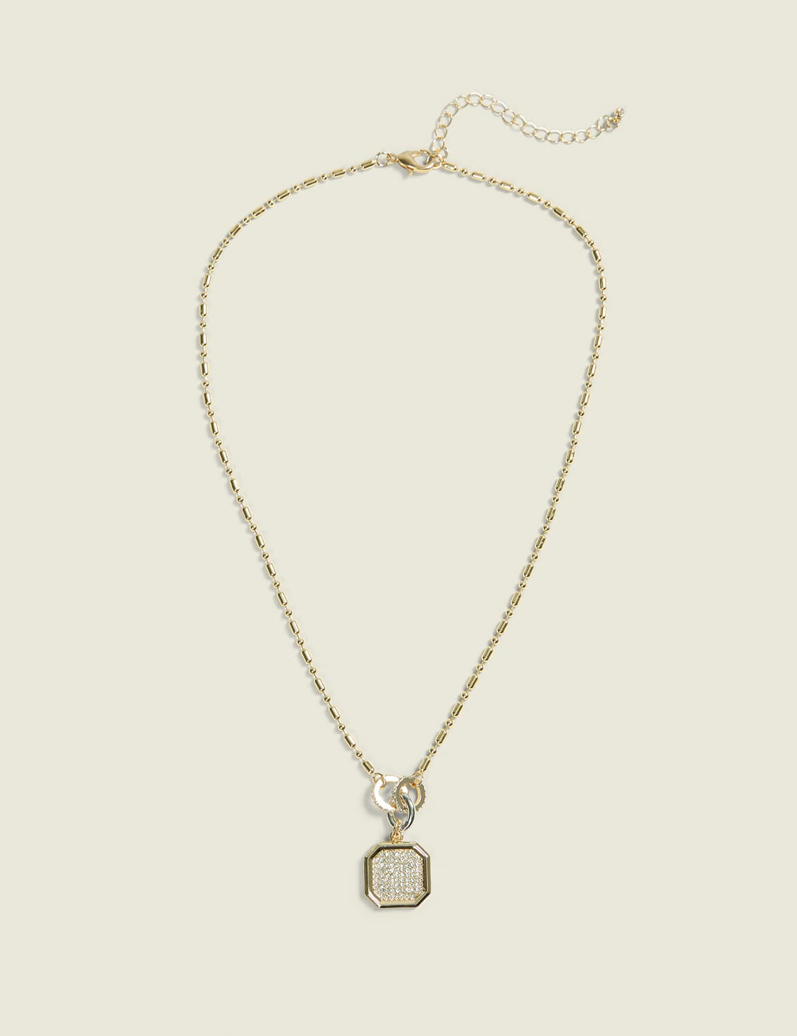 Mixed Metal Pave Charm Pendant Necklace