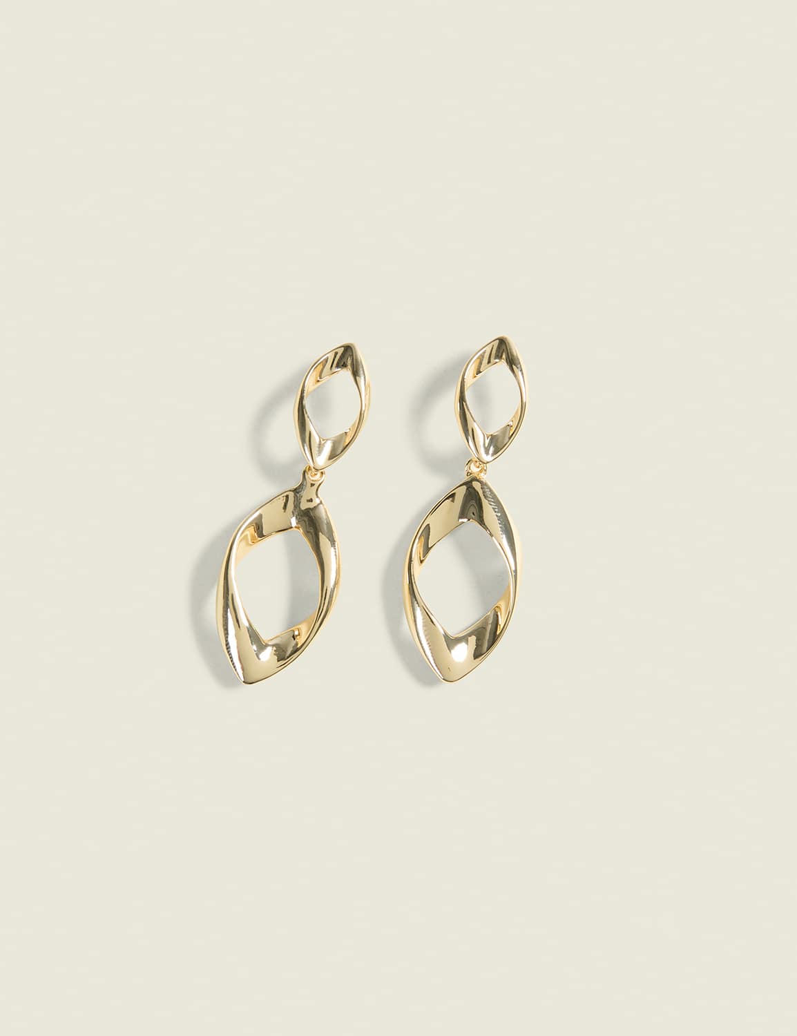 Goldtone Twisted Double Drop Earrings