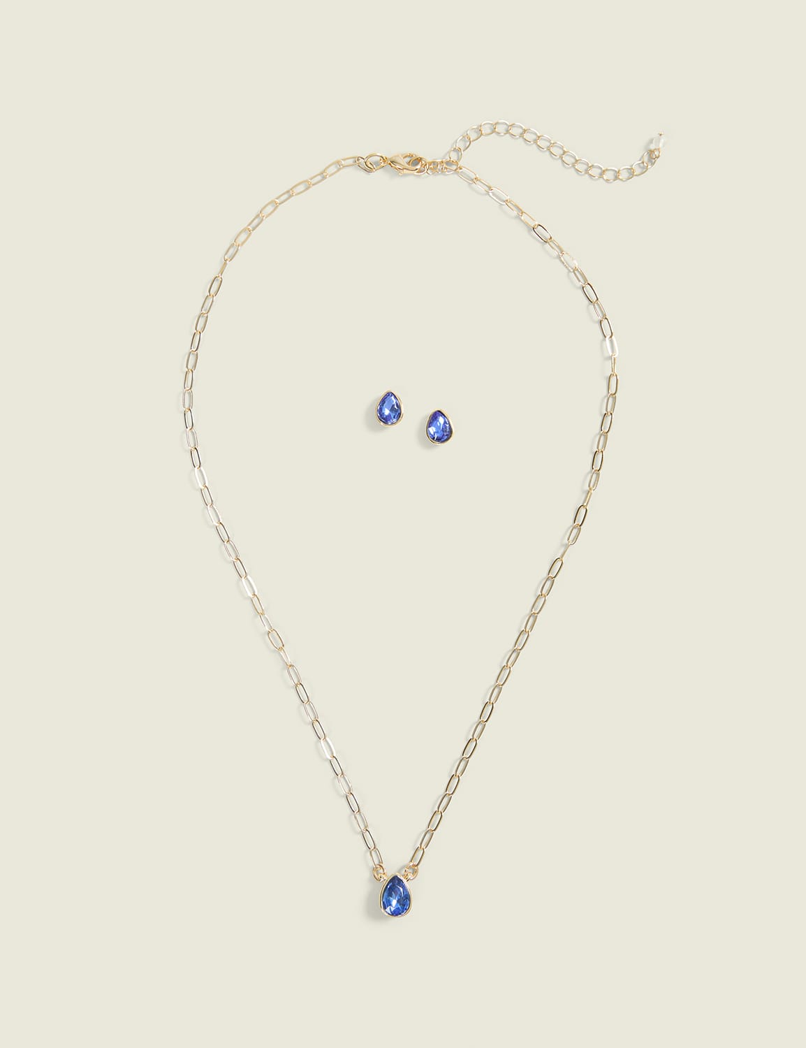 Blue Imitation Stone Necklace & Earring Set