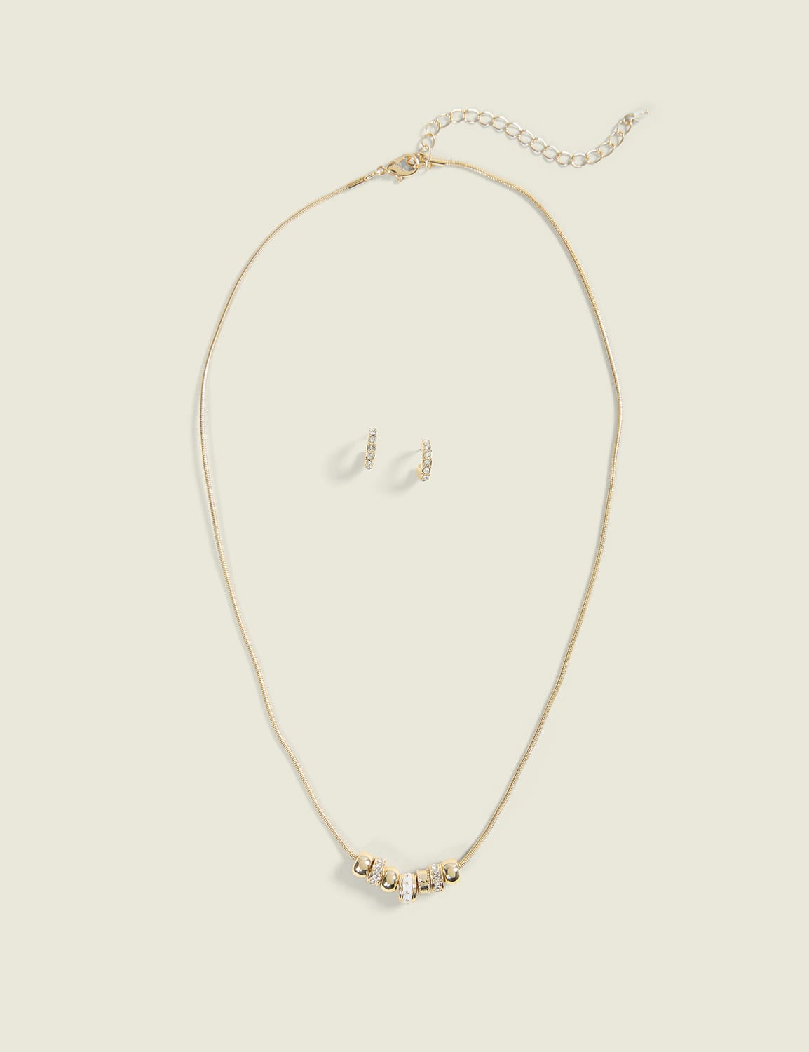 Pave Charm Necklace & Earring Set