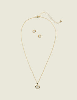 Gold Twisted Necklace & Earring Set