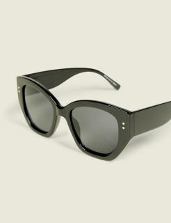 Black Goldtone-Detail Cateye Sunglasses
