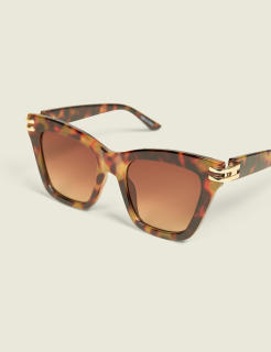 Tortoiseshell & Goldtone-Accented Cateye Sunglasses