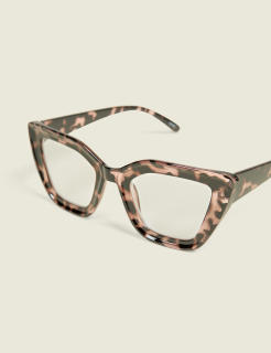 Pink Tortoiseshell Print Cateye Reading Glasses