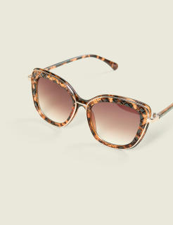 Quilted Tortoiseshell Print Cateye Sunglasses