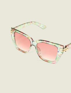 Floral Metal-Detail Square Sunglasses