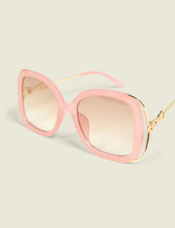 Coral Metal-Detail Cateye Sunglasses