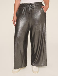 Foil Shimmer Matte Jersey Pull-On Drawstring Pant