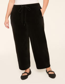 Rib Velour Pull-On Curved Ankle Pant