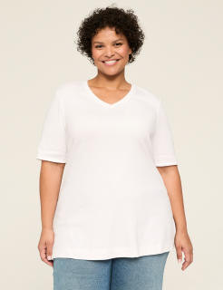 Elbow-Sleeve V-Neck Tunic Tee