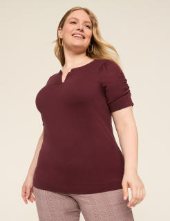 Puff-Sleeve V-Neck Sweater