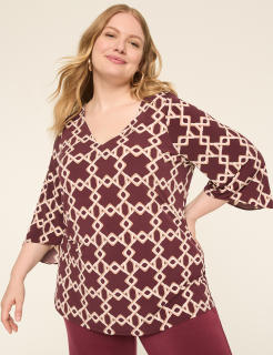 3/4-Sleeve V-Neck Tunic Top