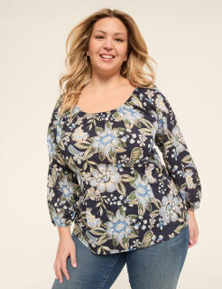 Bracelet Sleeve Scoop-Neck Blouse