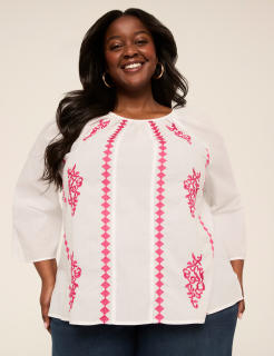 Bracelet Sleeve Embroidered Blouse