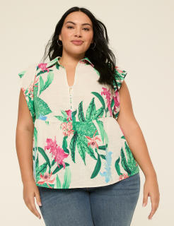 Flutter-Sleeve Babydoll Top