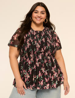 Short-Sleeve Peplum Top